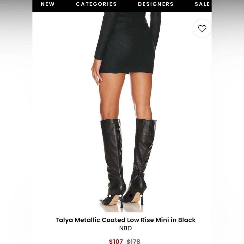 Revolve Talya Metallic Coated Low Rise Mini in Black